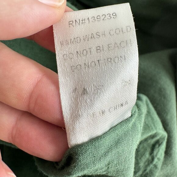 Pomander Place Ceci Mini Dress Size S Green Cotton Tiered Smocking V-Neck Lined - Picture 9 of 12